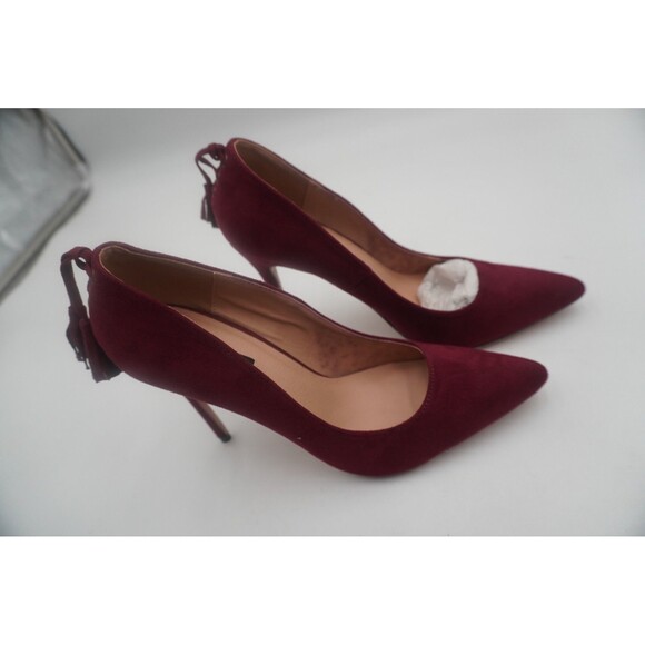 Michael Antonio Magenta Faux Suede Pointed Toe Stiletto Pumps Corset Back Size 9 - Picture 6 of 11